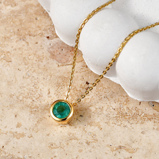 D'Joy AAA Kagem Sambischer Smaragd Schmuckset ca. 50 cm 925 Silber 750 Gelbgold vermeil ca. 0.43 ct