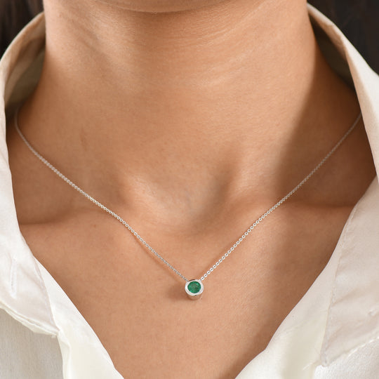 D'Joy AAA Kagem Sambischer Smaragd Schmuckset ca. 50 cm 925 Silber Rhodiniert ca. 0.43 ct