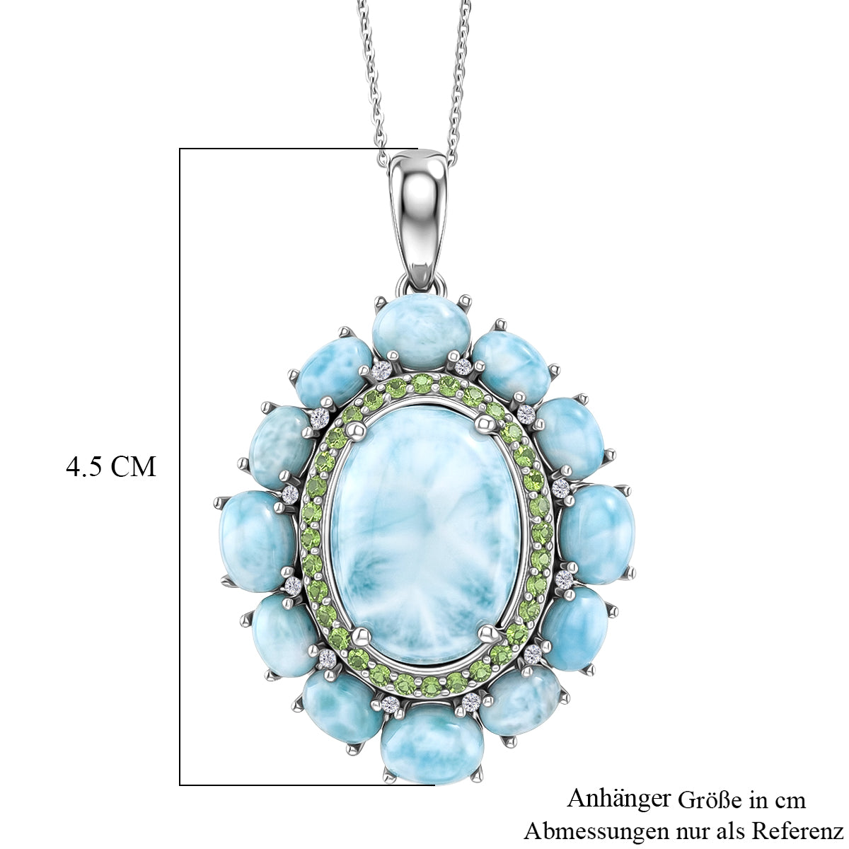 D'Joy Larimar Schmuckset ca. 50 cm 925 Silber Rhodiniert ca. 23,36 ct.