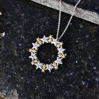 LUXURIANT DIAMOND - Lab Grown Diamant SI-GH Schmuckset ca. 50 cm 925 Silber Rhodiniert, 925 Silber Rhodiniert und 750 Gelbgold Vermeil ca. 0.06 ct