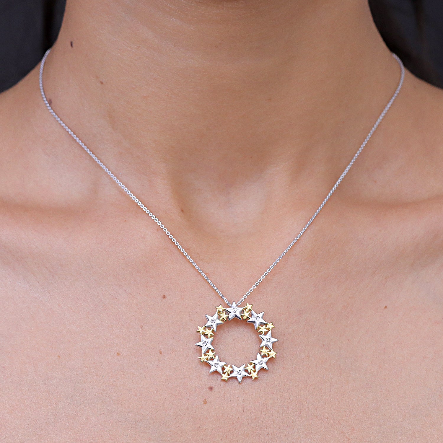 LUXURIANT DIAMOND - Lab Grown Diamant SI-GH Schmuckset ca. 50 cm 925 Silber Rhodiniert, 925 Silber Rhodiniert und 750 Gelbgold Vermeil ca. 0.06 ct