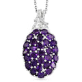 EverTrue afrikanischer Amethyst und Zirkon Cluster Anhänger mit 50cm Edelstahl-Kette, Bronze mit Platin-E-Beschichtung - 4,64 ct.