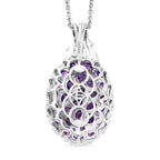 EverTrue afrikanischer Amethyst und Zirkon Cluster Anhänger mit 50cm Edelstahl-Kette, Bronze mit Platin-E-Beschichtung - 4,64 ct.