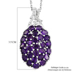 EverTrue afrikanischer Amethyst und Zirkon Cluster Anhänger mit 50cm Edelstahl-Kette, Bronze mit Platin-E-Beschichtung - 4,64 ct.