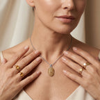 EverTrue Citrin und Zirkon Cluster Anhänger mit 50cm Edelstahl-Kette, Bronze mit Platin-E-Beschichtung - 4,50 ct.