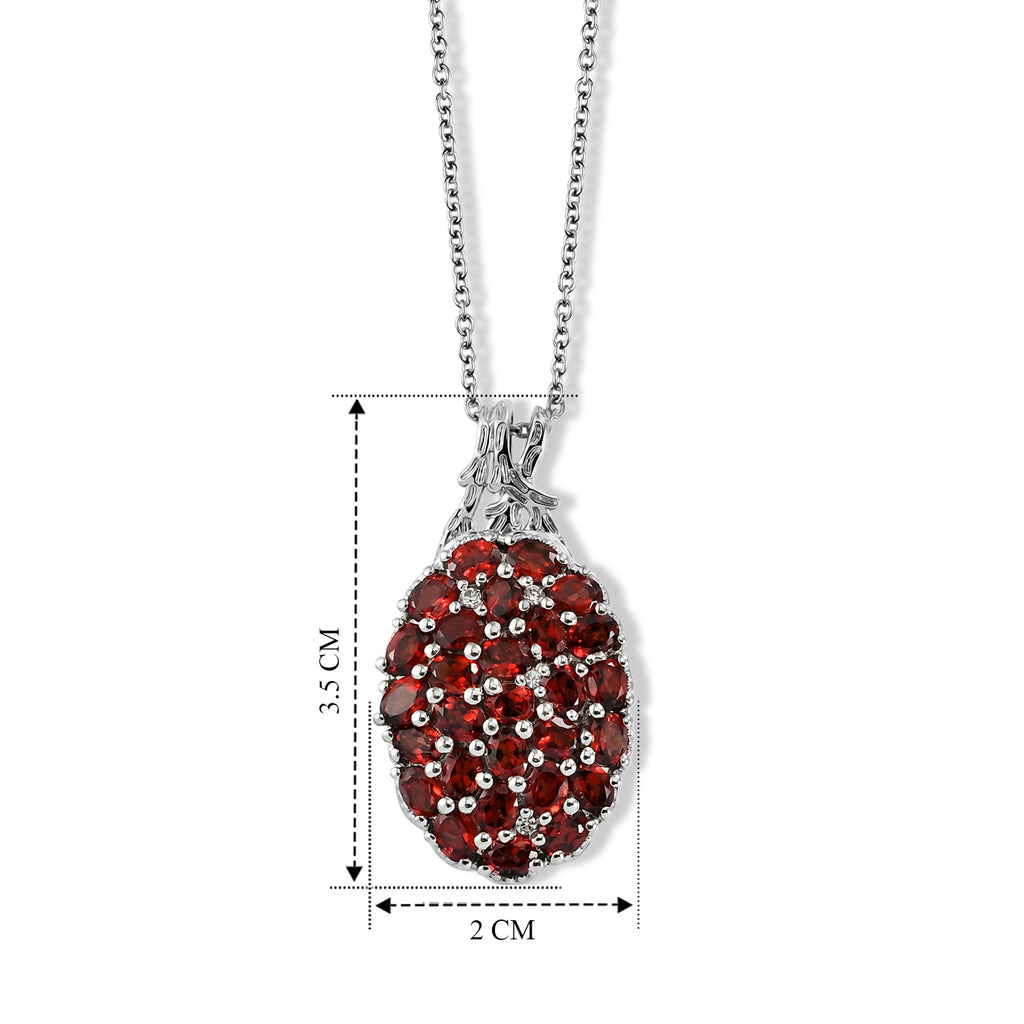 EverTrue roter Granat und Zirkon Cluster Anhänger mit 50cm Edelstahl-Kette, Bronze mit Platin-E-Beschichtung - 6,63 ct.