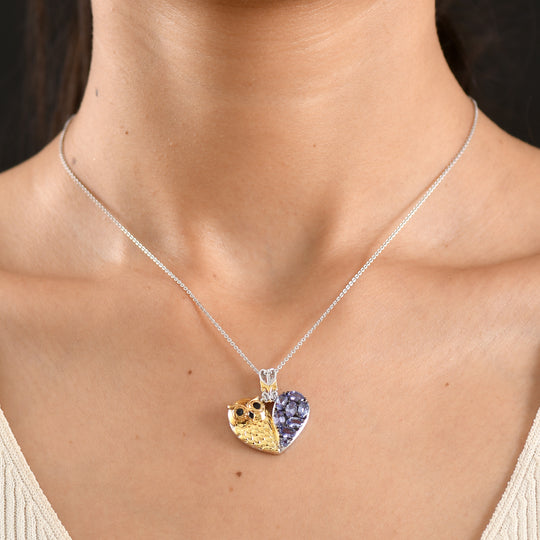 D'Joy Tansanit Schmuckset ca. 50 cm 925 Silber Rhodiniert und 750 Gelbgold Vermeil ca. 1,88 ct.