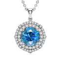 D'Joy AA Schweizer Blautopas, Moissanit AGI zertifiziert Schmuckset ca. 50 cm 925 Silber Rhodiniert ca. 7,82 ct.