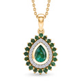 D'Joy AAA Kagem sambischer Smaragd und Moissanit Anhänger mit 50cm Kette - 1,12 ct.