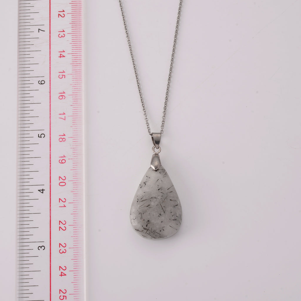 Schwarzer Rutilquarz Schmuckset ca. 50 cm ca. 75,00 ct.