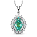 D'Joy AA Kagem AGI zertifiziert Sambischer Smaragd, Moissanit Schmuckset ca. 45 cm 925 Silber Rhodiniert ca. 1,85 ct.