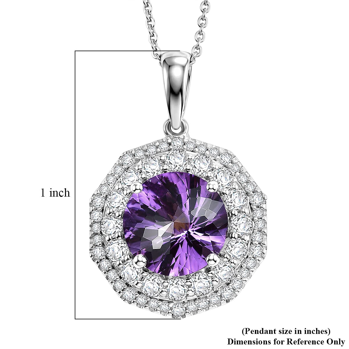 D'Joy AA Sambischer Amethyst, Moissanit AGI zertifiziert Schmuckset ca. 45 cm 925 Silber Rhodiniert ca. 3,88 ct.