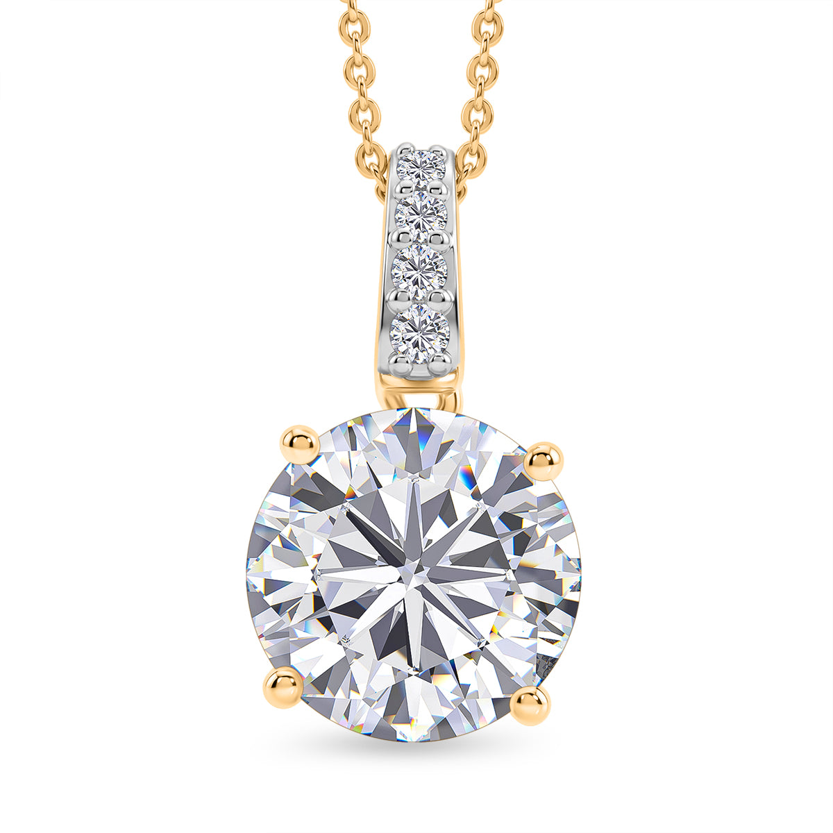 D'Joy Moissanit Schmuckset ca. 50 cm 925 Silber 750 Gelbgold vermeil ca. 5.02 ct
