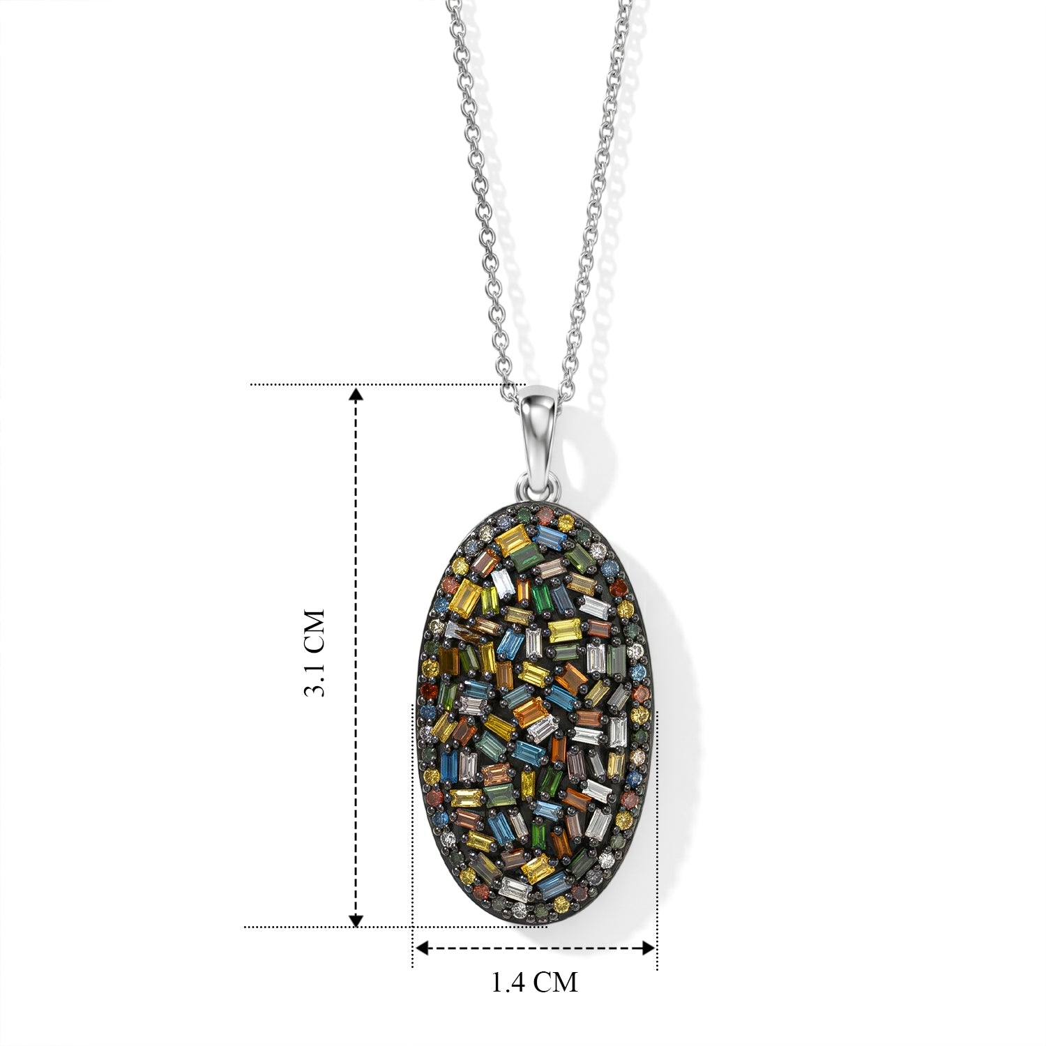 D'Joy Blauer Diamant, Natürlicher Champagner Diamant Schmuckset ca. 50 cm 925 Silber Rhodiniert ca. 1,02 ct.