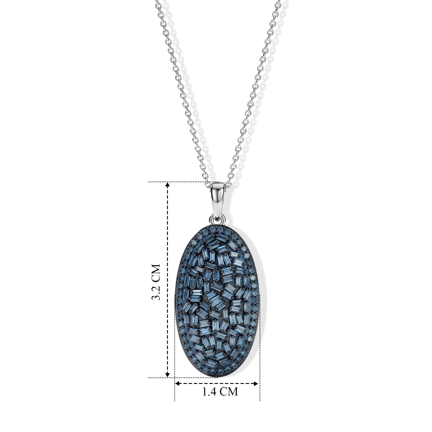 D'Joy Blauer Diamant Schmuckset ca. 50 cm 925 Silber Rhodiniert ca. 0,97 ct.