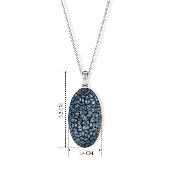 D'Joy Blauer Diamant (IR) Anhänger mit Kette, ca. 50 cm 925 Silber Rhodiniert ca. 0.97 ct