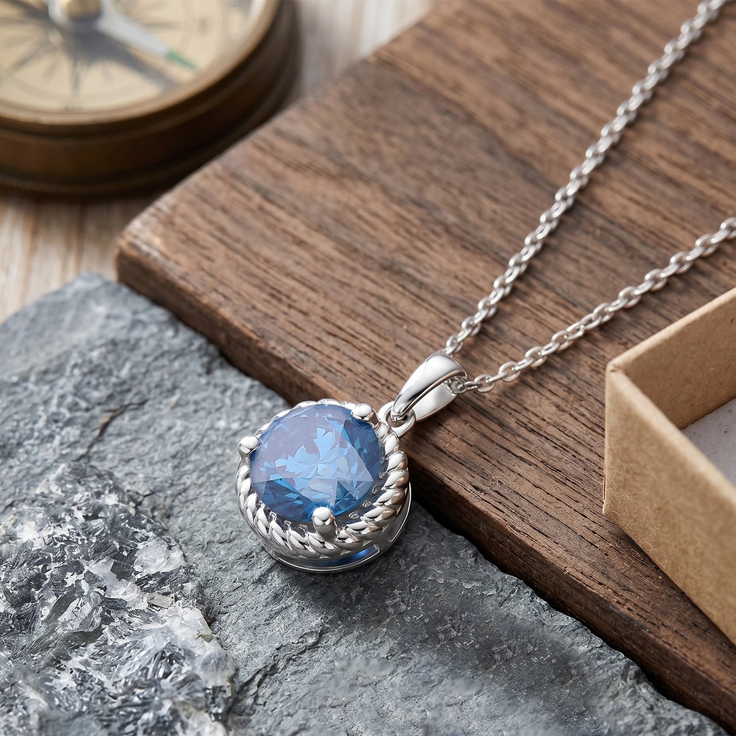 LUXURIANT DIAMOND - Lab Grown Blauer Diamant SI-GH Schmuckset ca. 50 cm 925 Silber Rhodiniert ca. 1,78 ct.