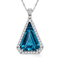 D'Joy AA London Blau Topas,AGI-zertifiziert Moissanit Schmuckset ca. 50 cm 925 Silber Rhodiniert ca. 9.57 ct