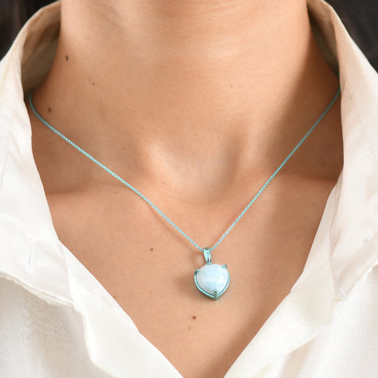 D'Joy Larimar Anhänger mit Kette, ca. 50 cm 925 Silber Ion Blau Beschichtung ca. 6.96 ct