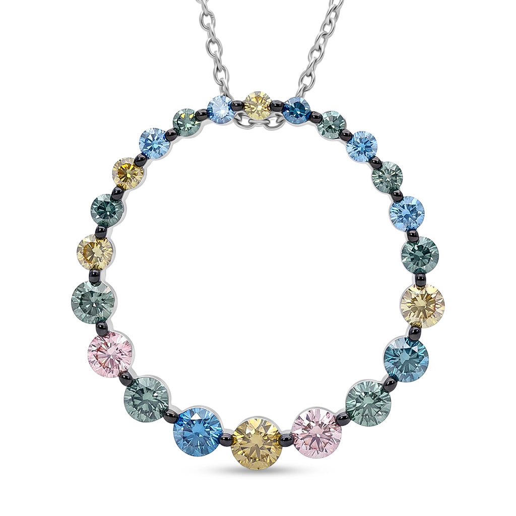 LUXURIANT SGL zertifizierter SI mehrfarbiger Labor Diamant Anhänger mit 50cm Kette, 925 Silber rhodiniert - 1 ct.
