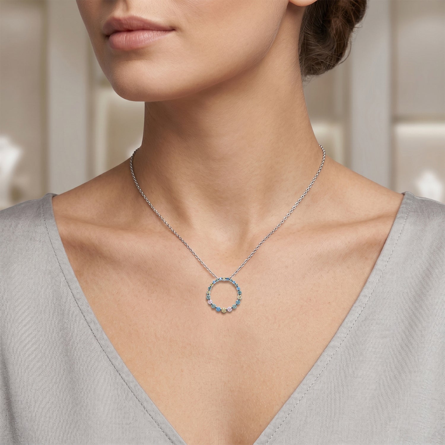 LUXURIANT DIAMOND - Lab Grown Mehrfarbiger Diamant SGL zerifiziert schmuckset ca. 50 cm 925 Silber Rhodiniert ca. 1.00 ct