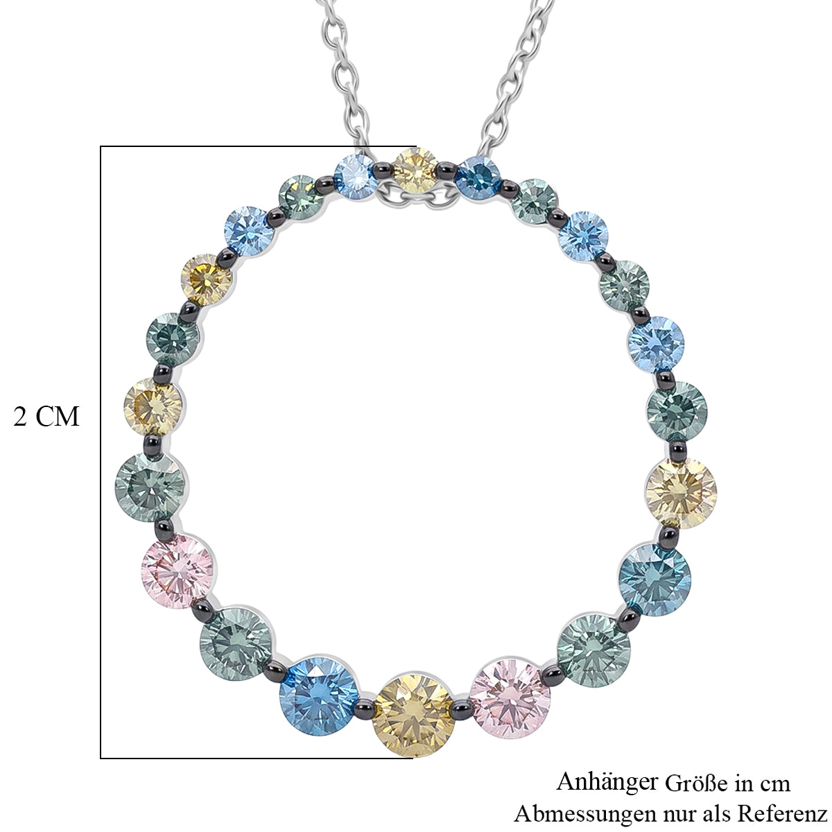 LUXURIANT SGL zertifizierter SI mehrfarbiger Labor Diamant Anhänger mit 50cm Kette, 925 Silber rhodiniert - 1 ct.