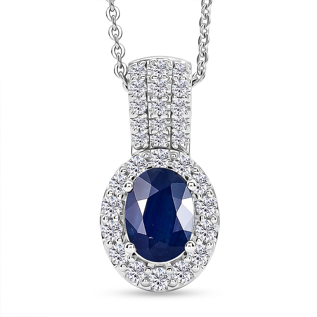 D'Joy AA Kanchanaburi Blauer Saphir, Moissanit Schmuckset ca. 45 cm 925 Silber Rhodiniert ca. 1,50 ct.