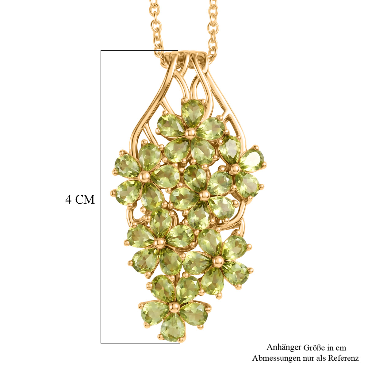 EVER TRUE Natürlicher Peridot Anhänger mit Kette, ca. 50 cm ca. 5.87 ct