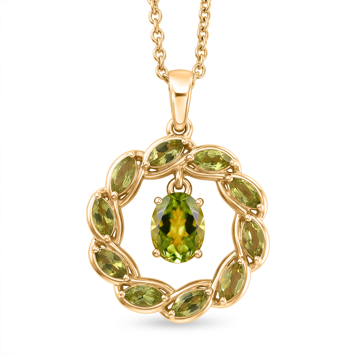EVER TRUE AA Natürlicher Peridot Anhänger mit Kette, ca. 50 cm ca. 2.78 ct