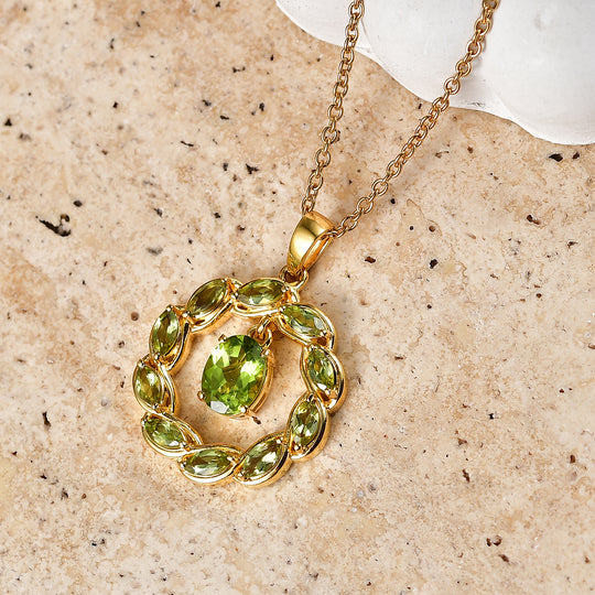 EVER TRUE AA Natürlicher Peridot Anhänger mit Kette, ca. 50 cm ca. 2.78 ct