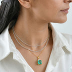 D'Joy Smaragd-Quarz Triplette, Weißer Topas Schmuckset ca. 50 cm 925 Silber 750 Gelbgold vermeil ca. 9,21 ct.