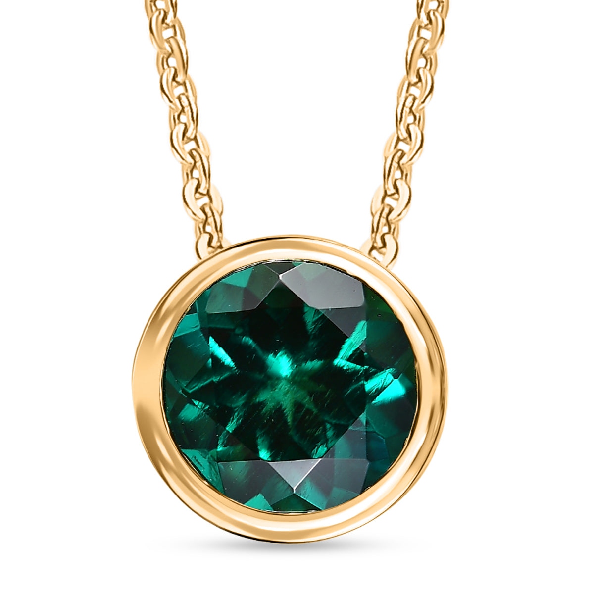 LUXURIANT DIAMOND - AAA Lab Grown Smaragd Anhänger mit Kette, ca. 50 cm 925 Silber 750 Gelbgold vermeil ca. 1.20 ct