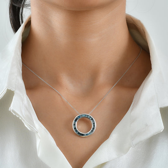 D'Joy Blauer Diamant Schmuckset ca. 50 cm 925 Silber Rhodiniert ca. 1.04 ct