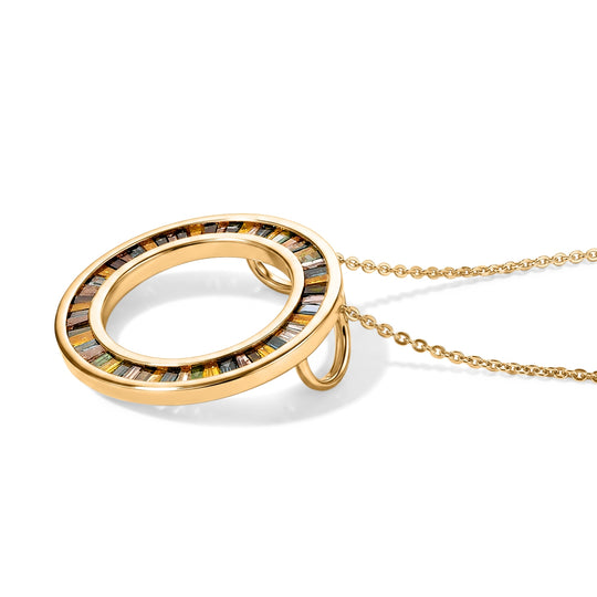 D'Joy Mehrfarbiger Diamant Anhänger mit Kette ca. 50 cm 925 Silber 750 Gelbgold vermeil ca. 1.00 ct