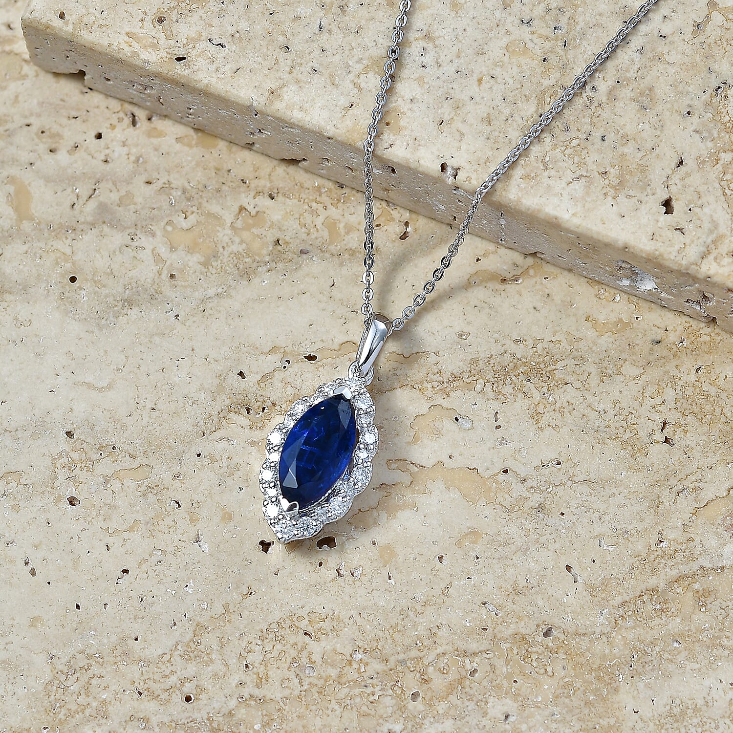 D'Joy AA Kyanit, Moissanit AGI zertifiziert Schmuckset ca. 45 cm 925 Silber Rhodiniert ca. 6,70 ct.