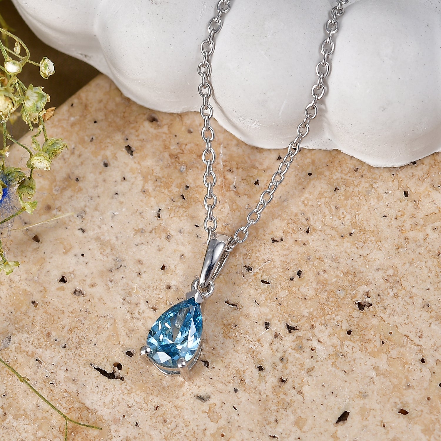 LUXURIANT DIAMOND - Lab Grown Blauer Diamant SI Schmuckset ca. 45 cm 925 Silber Rhodiniert ca. 1,04 ct.