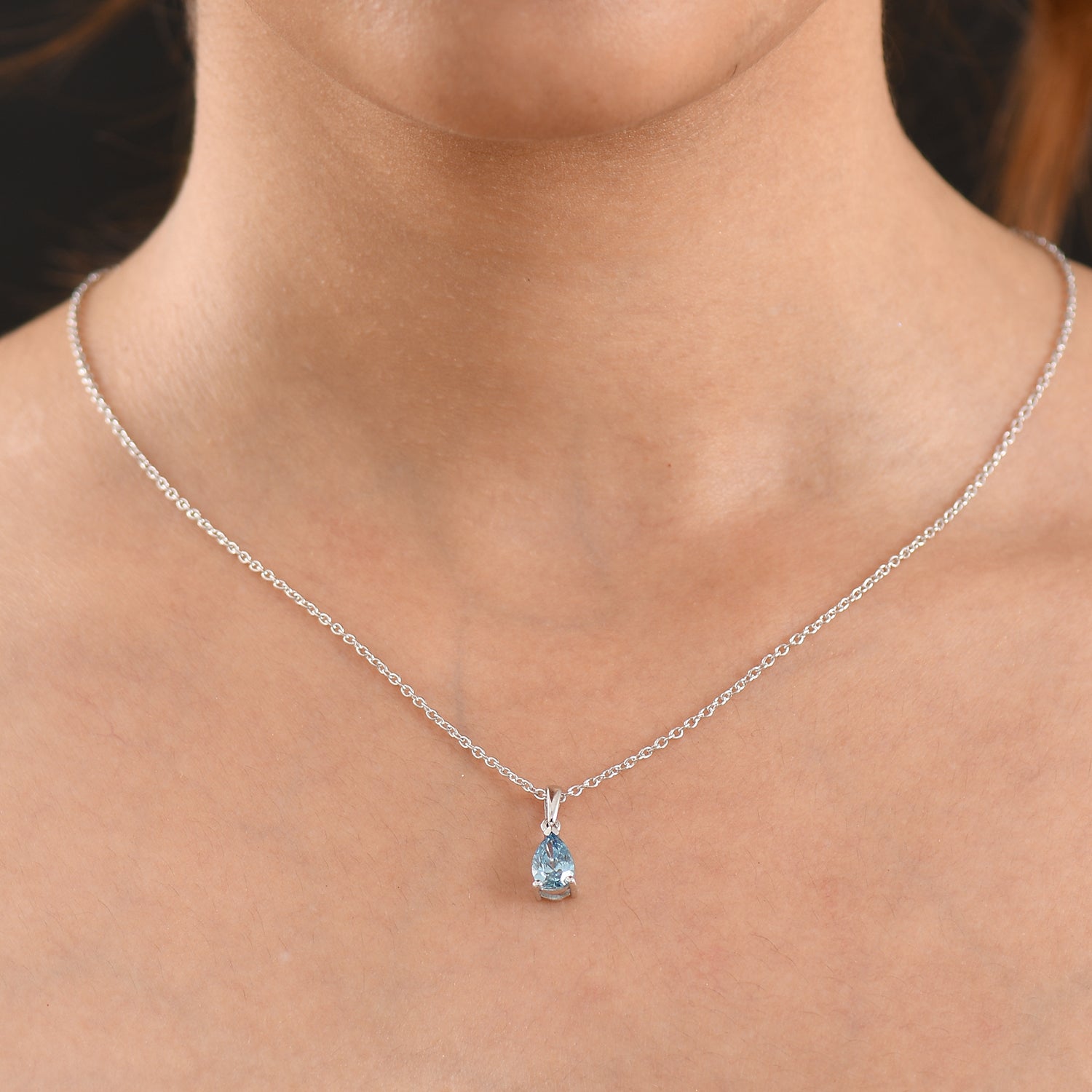 LUXURIANT DIAMOND - Lab Grown Blauer Diamant SI Schmuckset ca. 45 cm 925 Silber Rhodiniert ca. 1.04 ct