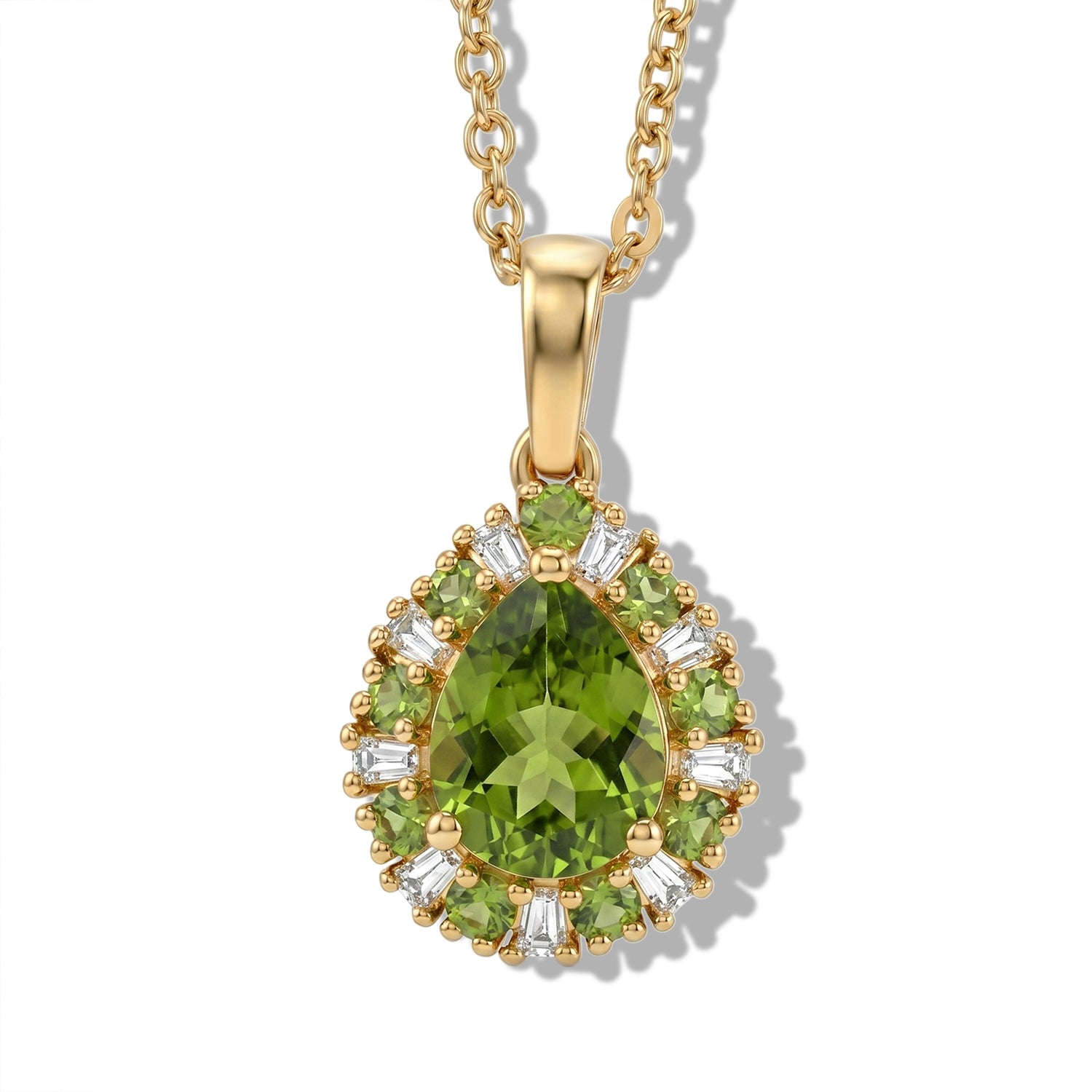 EVER TRUE AA Natürlicher Peridot Anhänger mit Kette, ca. 50 cm ca. 2.32 ct