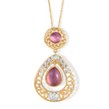 D'Joy Flamingo Mondstein und Zirkon zweifarbiger Anhänger mit 50cm Kette - 4,14 ct.