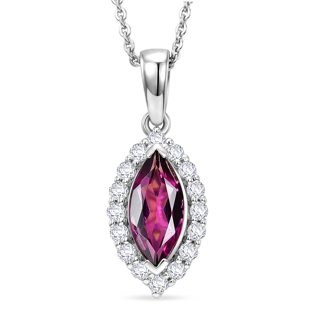 D'Joy AAA Radiant Ember Granat, Moissanit Schmuckset ca. 45 cm 925 Silber Rhodiniert ca. 1,79 ct.