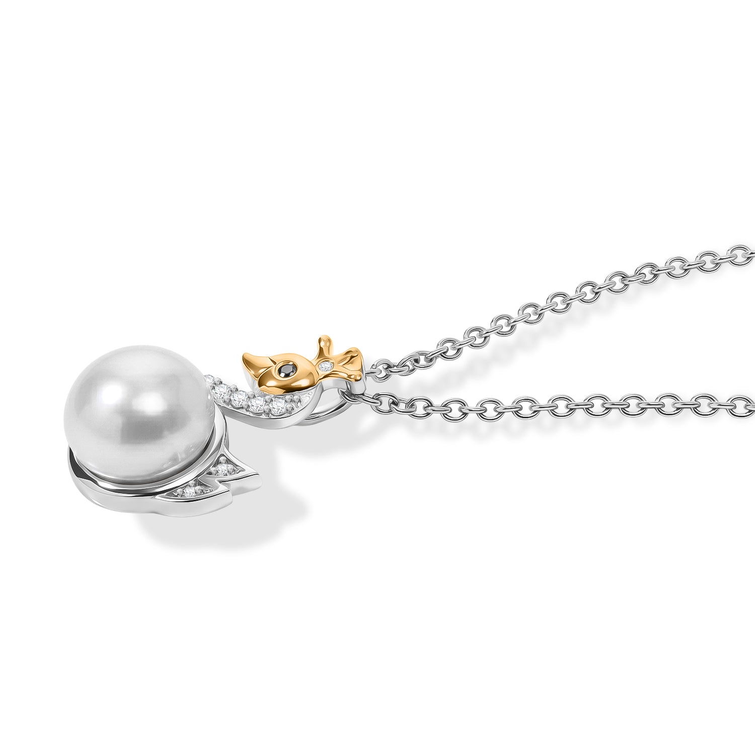 EVER TRUE Süßwasser Perle (9.5 mm), Weißer Zirkon Anhänger mit Kette, ca. 50 cm 4.69 ct