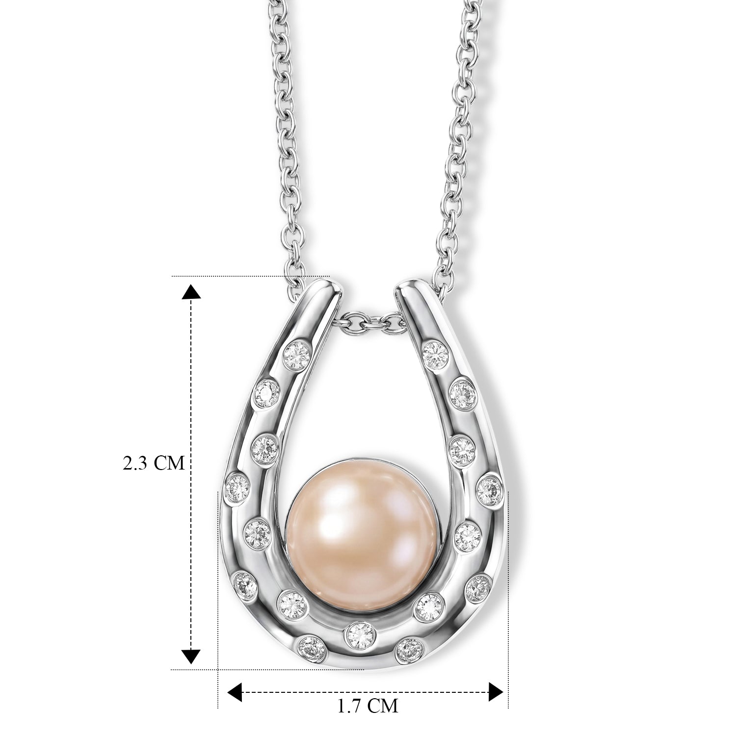 EVER TRUE Pfirsich-Süßwasser Perle (9-9.5 mm), Weißer Zirkon Schmuckset ca. 50 cm