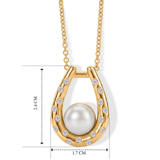 EVER TRUE Pfirsich-Süßwasser Perle (9-9.5 mm), Weißer Zirkon Schmuckset ca. 50 cm