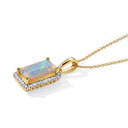 D'Joy AAA Natürlicher, äthiopischer Welo Opal, Weißer Diamant Schmuckset ca. 50 cm 925 Silber 750 Gelbgold vermeil ca. 2,08 ct.