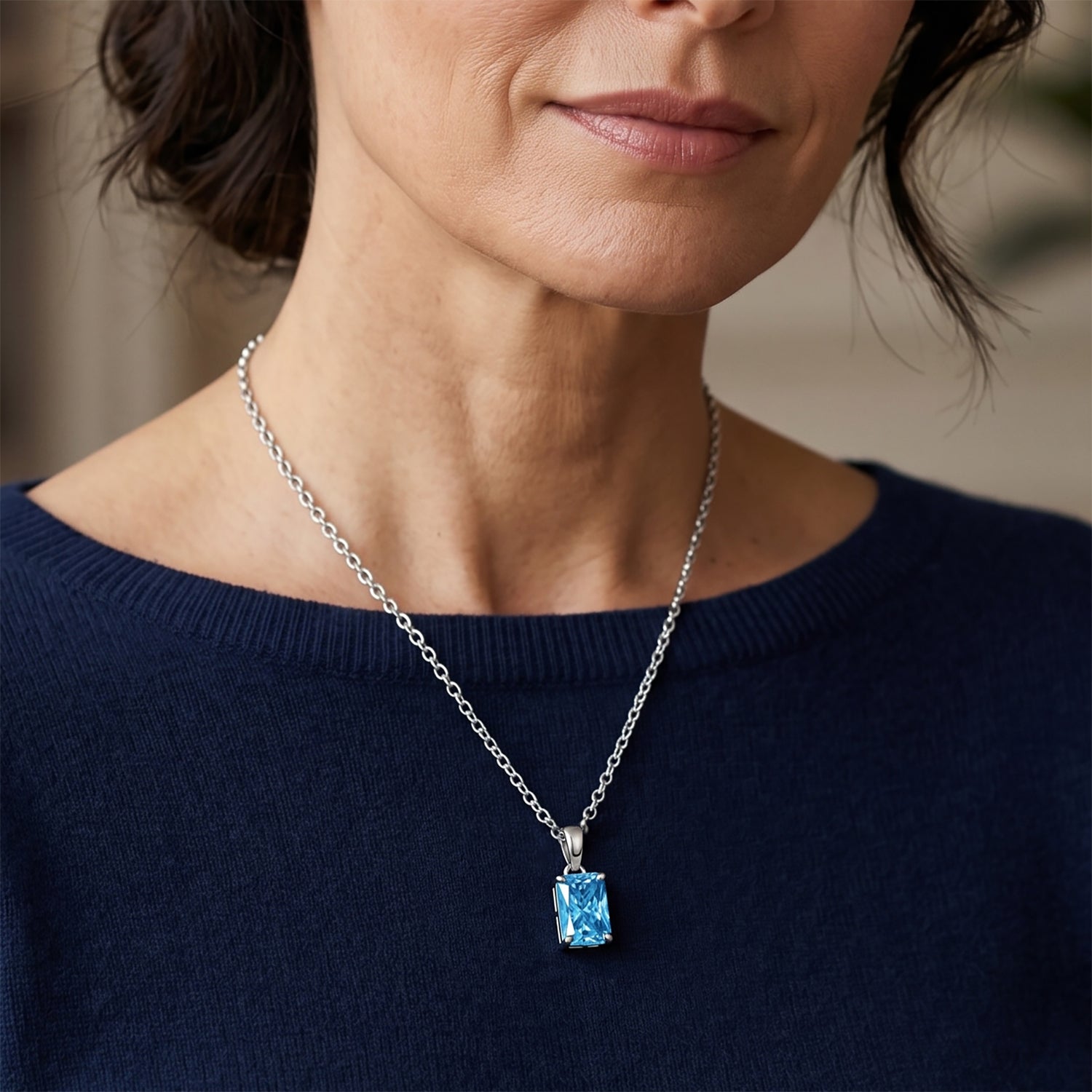 LUXURIANT DIAMOND - Lab Grown Blauer Diamant SI Schmuckset ca. 50 cm 925 Silber Rhodiniert ca. 1,03 ct.