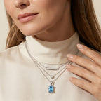 LUXURIANT DIAMOND - Lab Grown Blauer Diamant SI Schmuckset ca. 50 cm 925 Silber Rhodiniert ca. 1,03 ct.