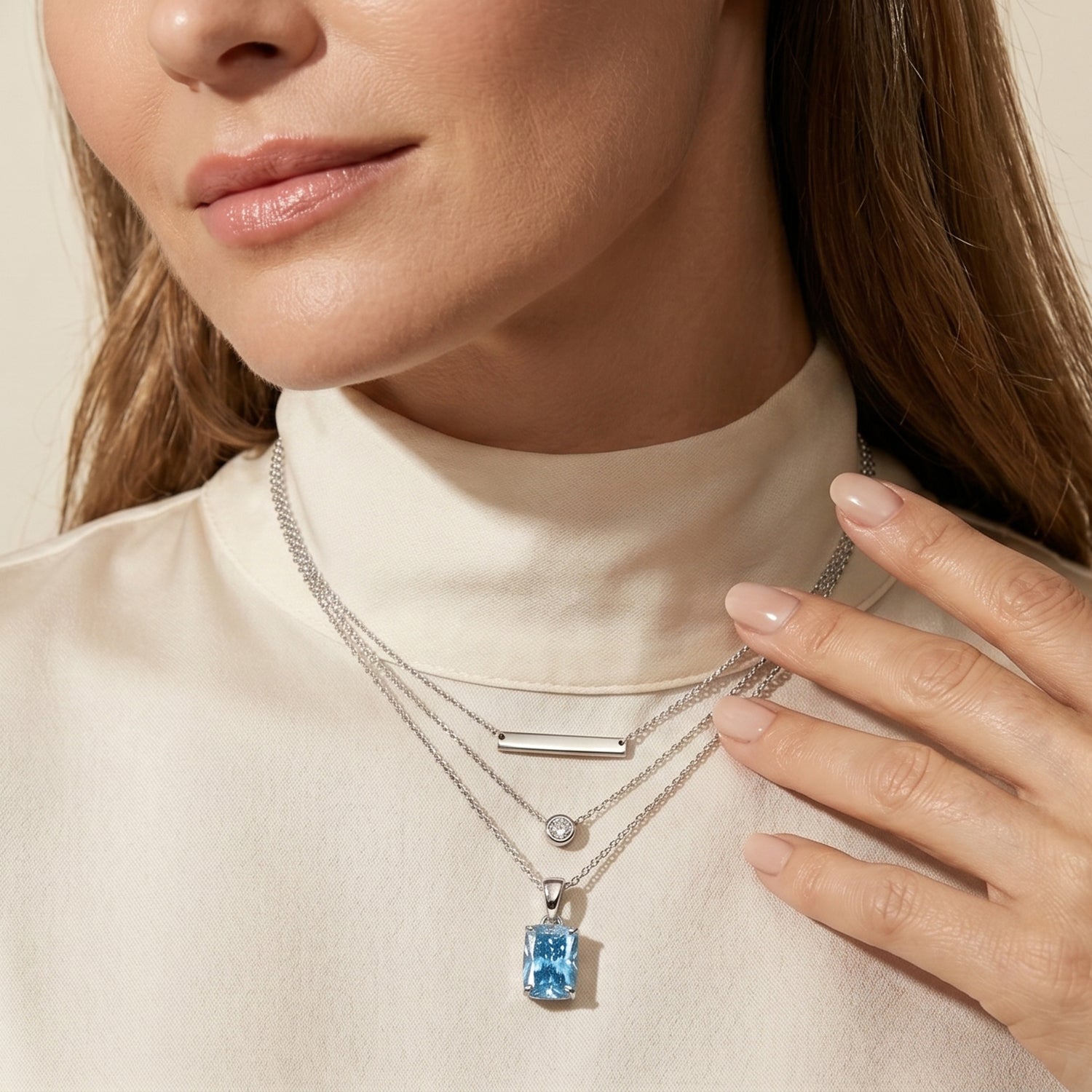 LUXURIANT DIAMOND - Lab Grown Blauer Diamant SI Schmuckset ca. 50 cm 925 Silber Rhodiniert ca. 1,03 ct.