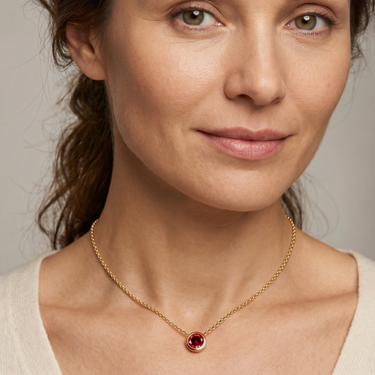D'Joy Lab Grown Padparadscha-Saphir Anhänger mit Kette, ca. 50 cm 925 Silber 750 Gelbgold vermeil und Edelstahl 750 Gelbgold vermeil ca. 1.29 ct