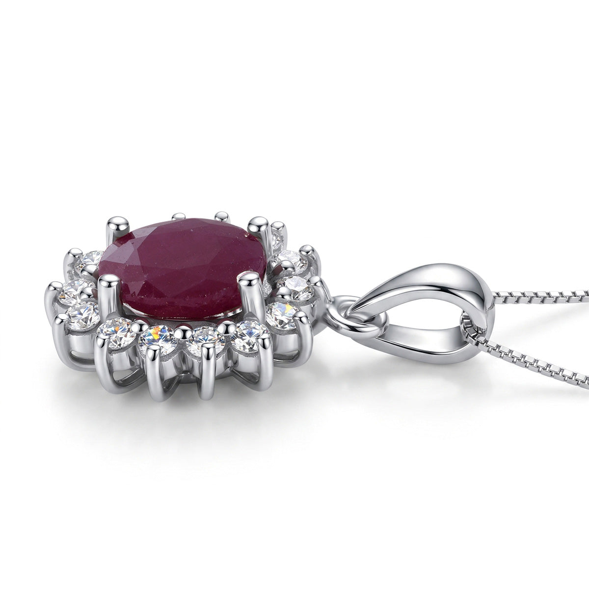 LUXURIANT DIAMOND - AA Burmesischer Rubin, Lab Grown Diamant Schmuckset ca. 45 cm 925 Silber Rhodiniert ca. 2,93 ct.