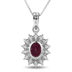 LUXURIANT DIAMOND - AA Burmesischer Rubin, Lab Grown Diamant Schmuckset ca. 45 cm 925 Silber Rhodiniert ca. 2,93 ct.